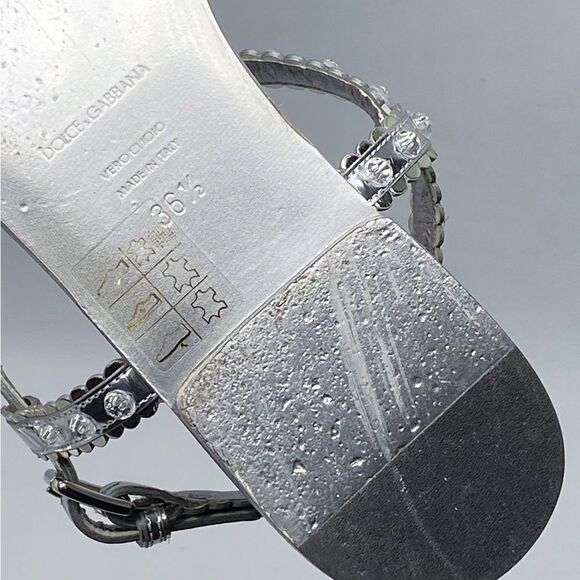 DOLCE&GABBANA Crystal-embellished leather sandals size 36.5 - Picture 14 of 14